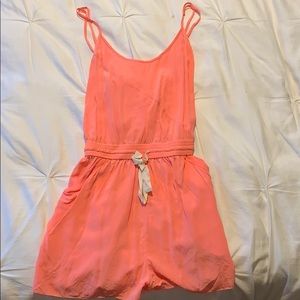 Peach criss cross back romper - 100% silk